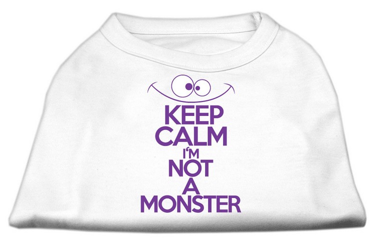 Keep Calm Screen Print Dog Shirt White Med